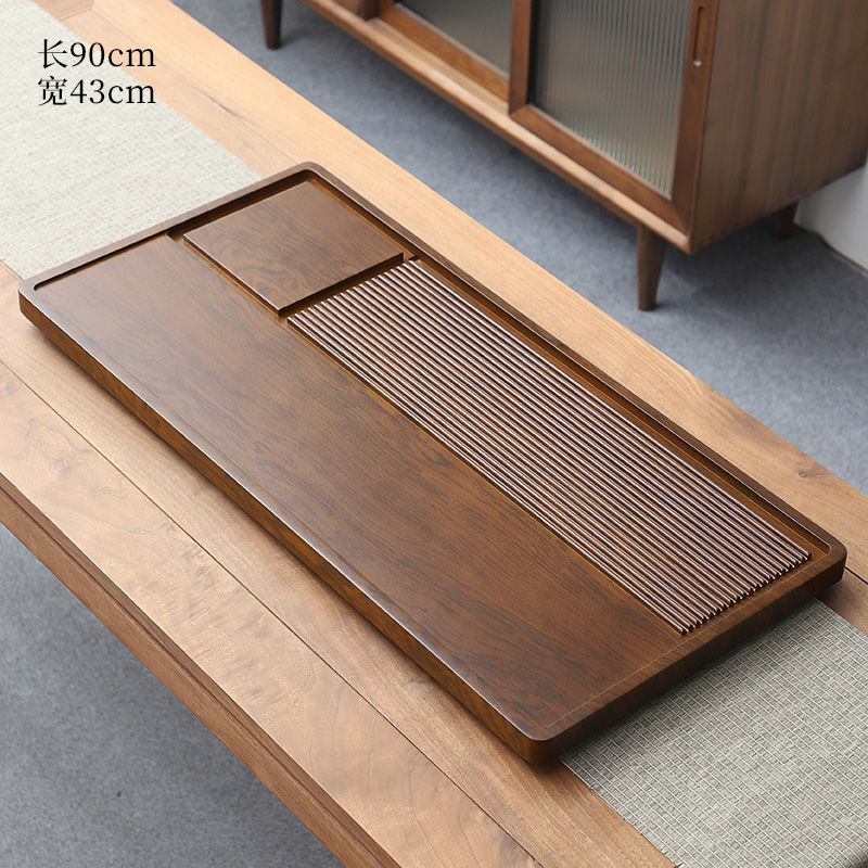 Placa de té de madera sólida, mesa de té simple de oficina, mesa de té china, almacenamiento y drenaje de agua, mesa de té eléctrica