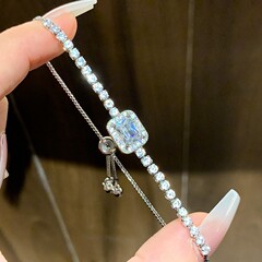 锆石方形手链时尚精致气质简约甜美百搭手环轻奢高级感手饰饰品女