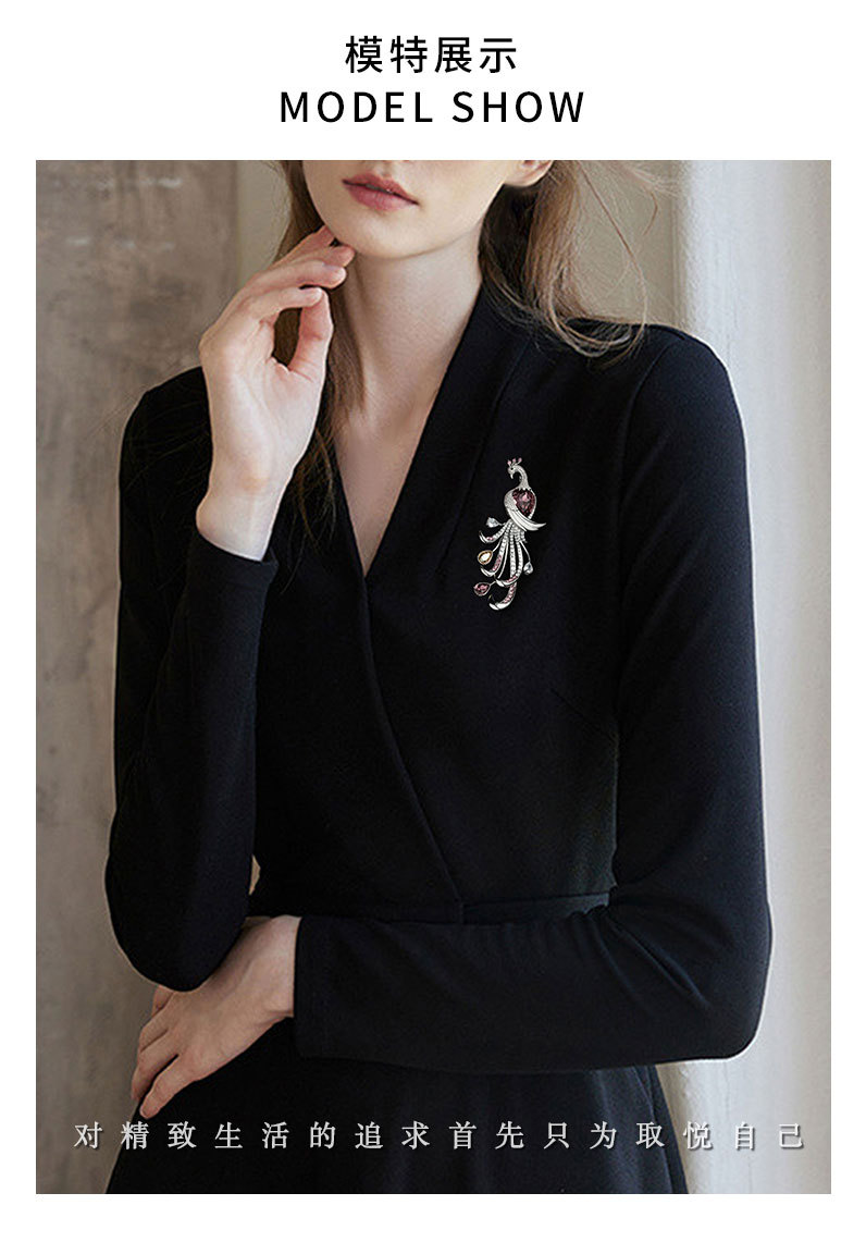 时尚优雅中国风凤尾胸针复古旗袍汉服装饰别针轻奢微镶