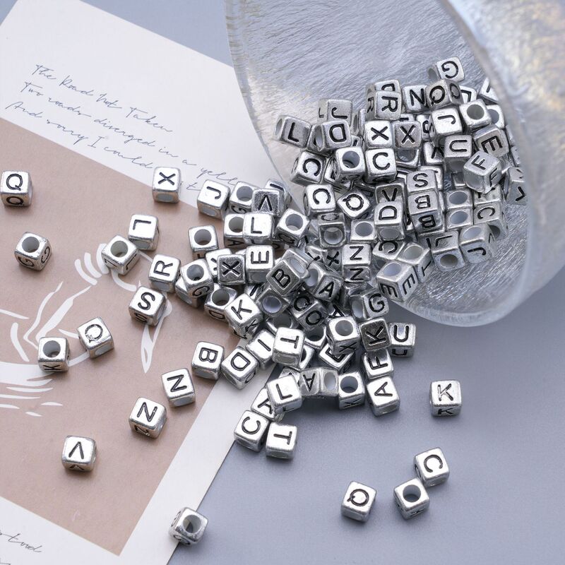 Acrylic English 6X6Mm Square Single Letter Beads Loose Beads Handmade DIY Mobile Phone Chain Beaded Decoration Small Accessories