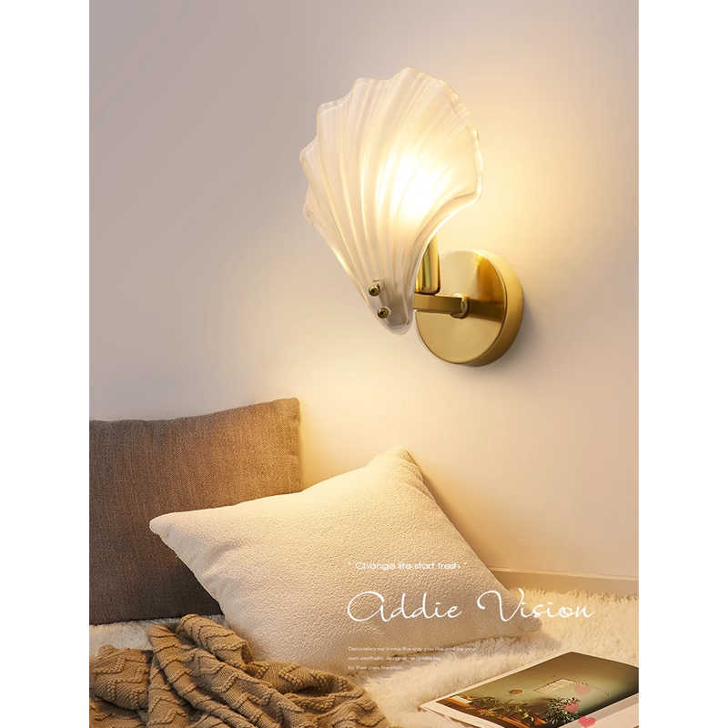 Lámpara de pared para dormitorio, lámpara de noche moderna minimalista, lámpara de pared para sala de estar, lámpara de pared de fondo, lámpara de cristal de lujo estilo francés, 485L