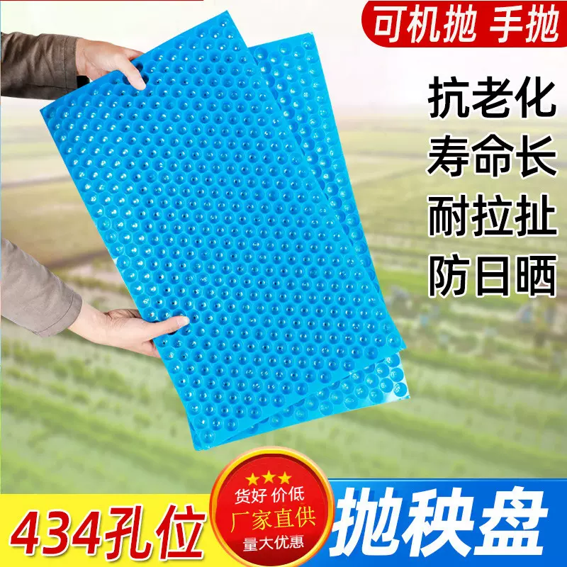 手抛育秧盘水稻人工抛秧晚稻育苗盘蓝色434孔水稻育苗盘抛秧盘