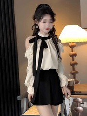 法式一整套穿搭时尚套装女秋季2025新款系小个子衬衫+短裙两件套