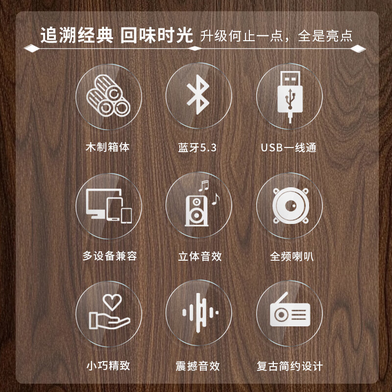 エナジャイザーオーディオ Bluetooth 5.3 木製ボックスデスクトップ有線デスクトップホームレトロ小型小型スピーカー D01|undefined
