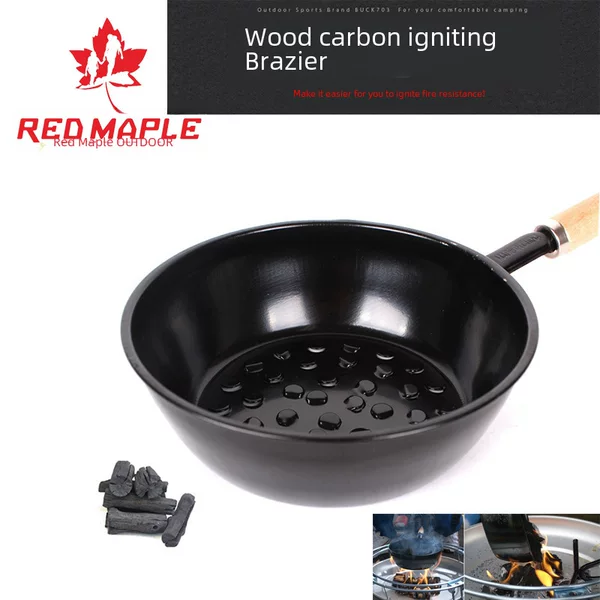 Outdoor camping barbecue point carbon pot raw stove moving Brazier charcoal spoon wooden handle charcoal stove mini portable ignition stove
