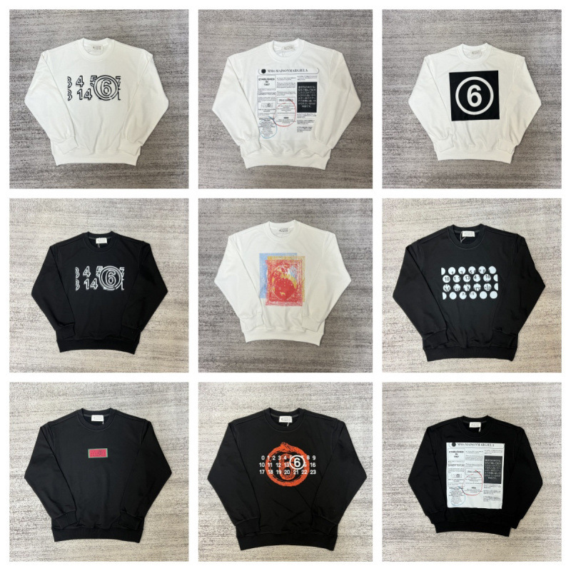 25SS Maison Margiela high-end embroidered letter crew-neck long-sleeve cotton sweatshirt for men and women 25SS Maison Margiela high-end embroidered letter crew-neck long-sleeve cotton sweatshirt for men and women