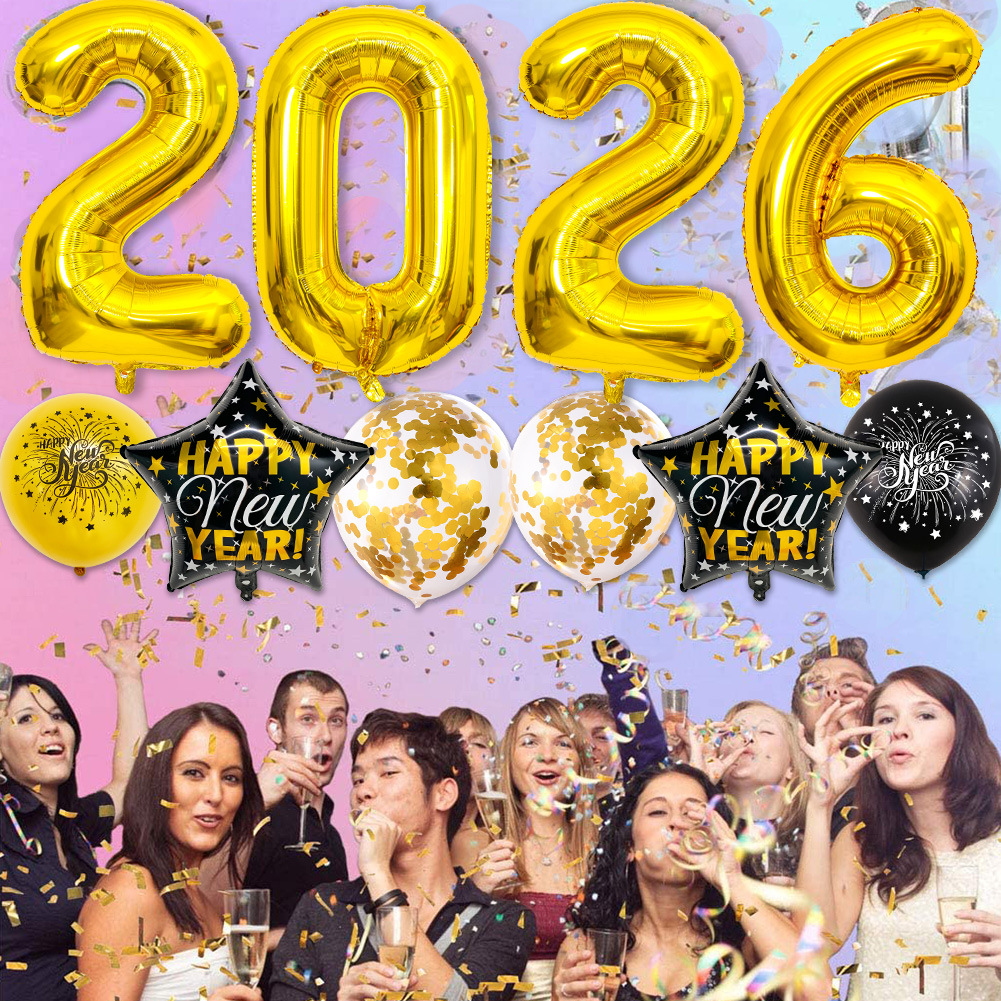 Globos de Año Nuevo, Decoración de Nochevieja, Juego de Globos, Decoración de Año Nuevo 2026, Globos de Año Nuevo, Decoración de Fiesta