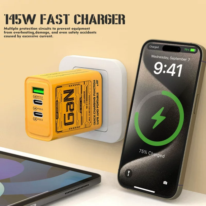 45W зарядное устройство для мобильного телефона с двумя TYPE-C и одним USB-разъемом, PD быстрая зарядка, соответствует регламентам США и Европы, зарядное головка ACC