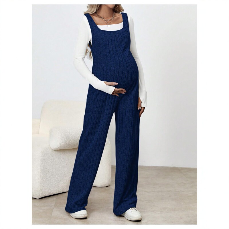 European and American Style Maternity Jumpsuit, New Autumn and Winter Knit Overalls, Loose Fit with Belly Support, Slimming Maternity Wear