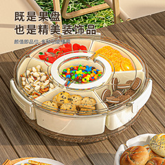ハンドル付き回転キッチン密封フルーツ収納ボックス透明ドライフルーツスナックトレイ大容量食品保存ボックス