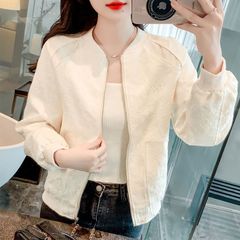 小香风提花棒球服外套女2025秋季新款高级感短款宽松百搭减龄上衣