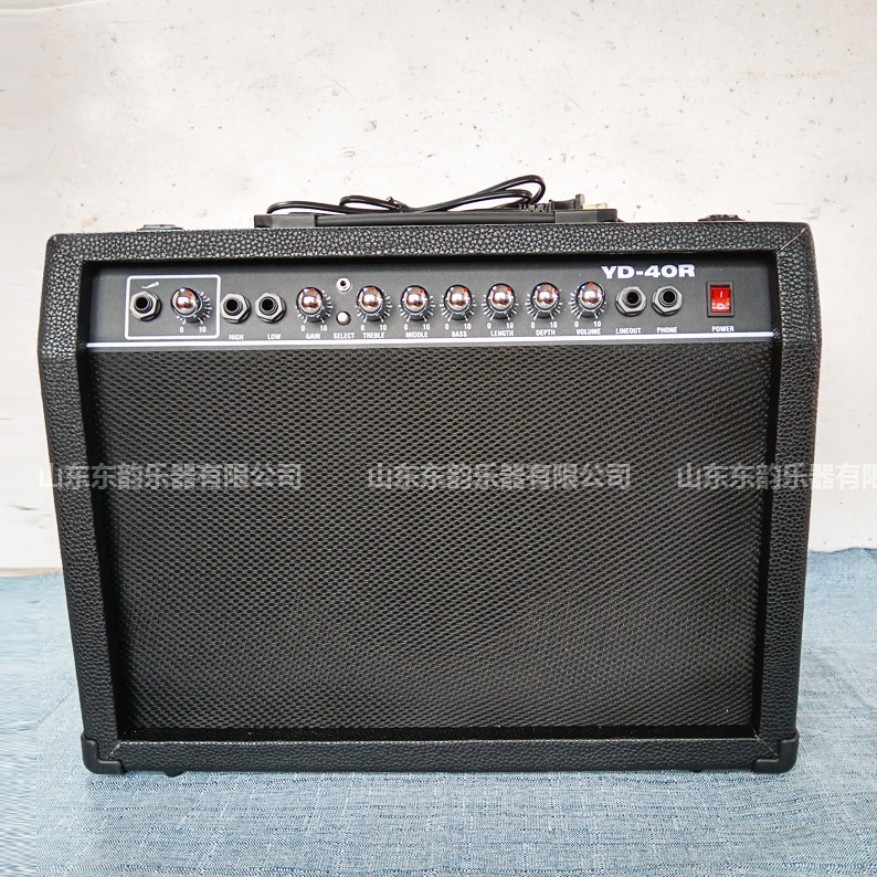 40W Electric Guitar Speaker Acoustic Guitar Speaker Folk Singing Sound with Distortion Double Hole Support Microphone Headset