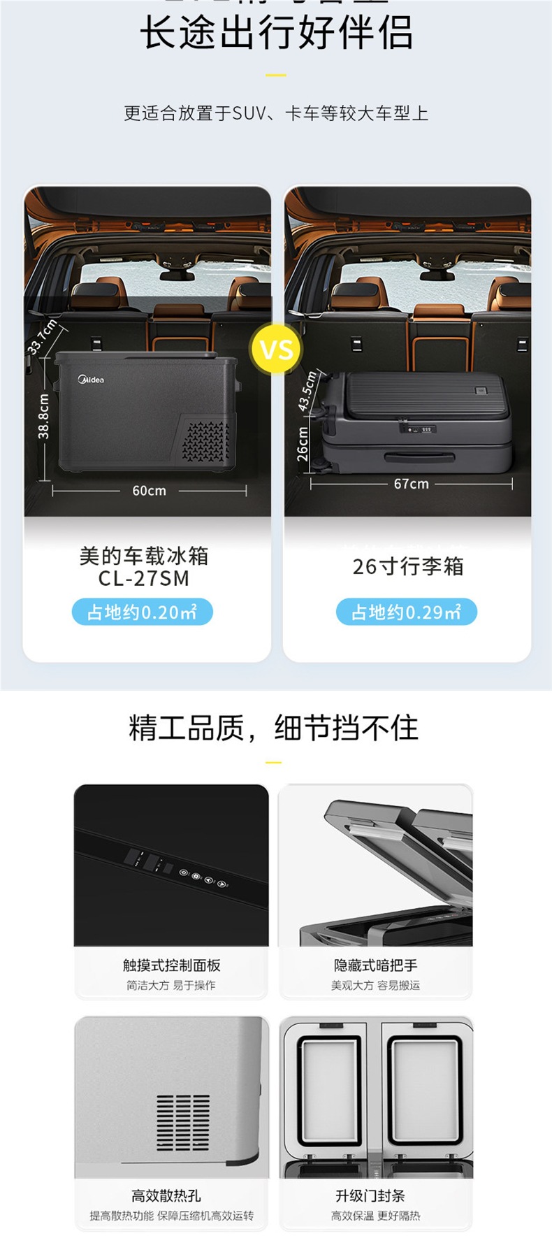 Midea Car Refrigerator 2026 New Model 12v24v Universal Refrigerator for Large Trucks, Specialized for Car and Home Use