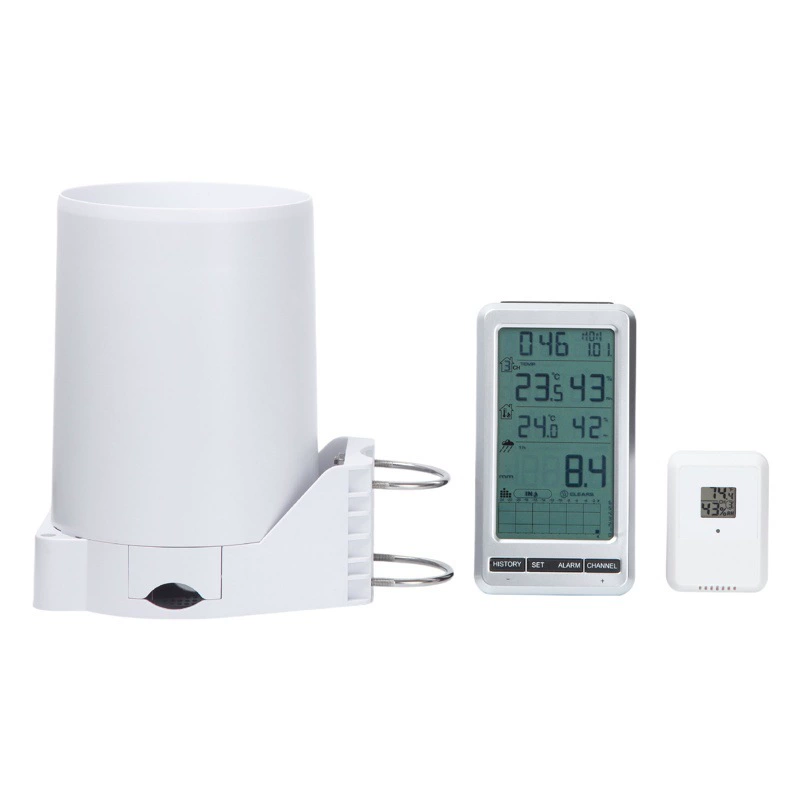 Беспроводной дождемер | 5inch крупнокалиберных + саморазгружающийся мониторинг температуры и влажности, многофункциональный ранний предупреждение для борьбы с наводнениями/сельским хозяйства