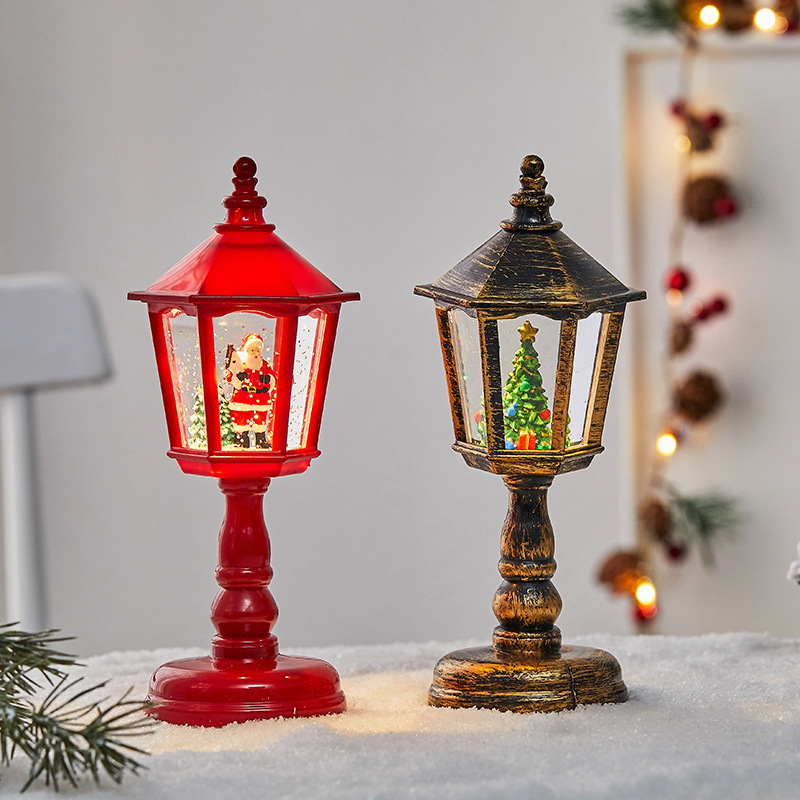 新型クリスマス装飾品発光注水六角電気スタンド内景サンタクロースクリスマス創意デスクトップ置物|undefined