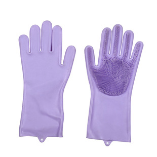 Silicone Cleaning Gloves Kitchen Window Dishwashing Brush Factory Straight Hair Household Cleaning Gloves High Temperature Resistant