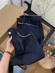 防掉色宽松垂感阔腿裤女大码胖mm梨形身材凉感天丝牛仔裤