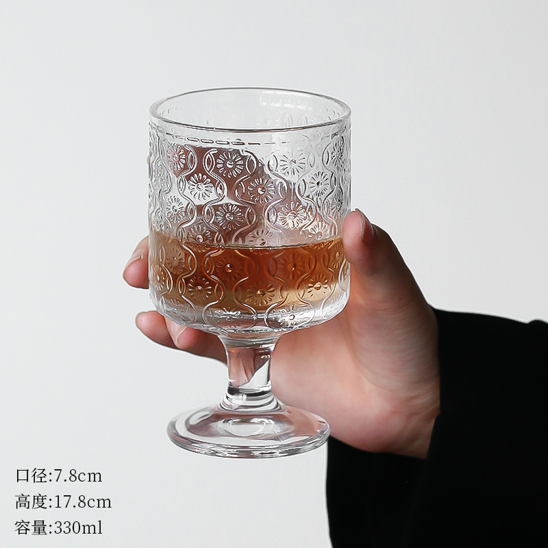 设计感ins风玻璃杯高颜值竖纹冰淇淋高脚杯酸奶甜品饮料果汁水杯|undefined