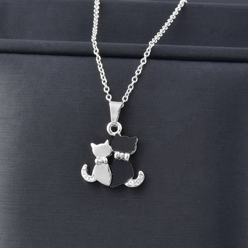 Simple Style Cat Titanium Steel Plating Zircon Pendant Necklace 1 Piece