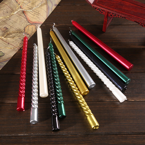 High-quality electroplated colorful European-style threaded long-pole candles for Christmas, wedding, birthday and Chinese Valentine's Day romantic taste