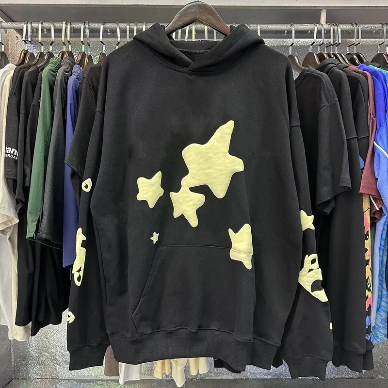 2026 Cross-Border Hot-Selling American Retro Zipper Letter Star 3D Digital Print Hooded Trendy Men's Casual Loose Fit