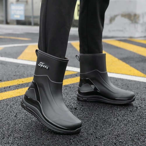 Men's New Rain Boots Work Kitchen Non-slip Water Shoes Waterproof Rain Boots for All Seasons, Outdoor Work, Market Fashion Shoes