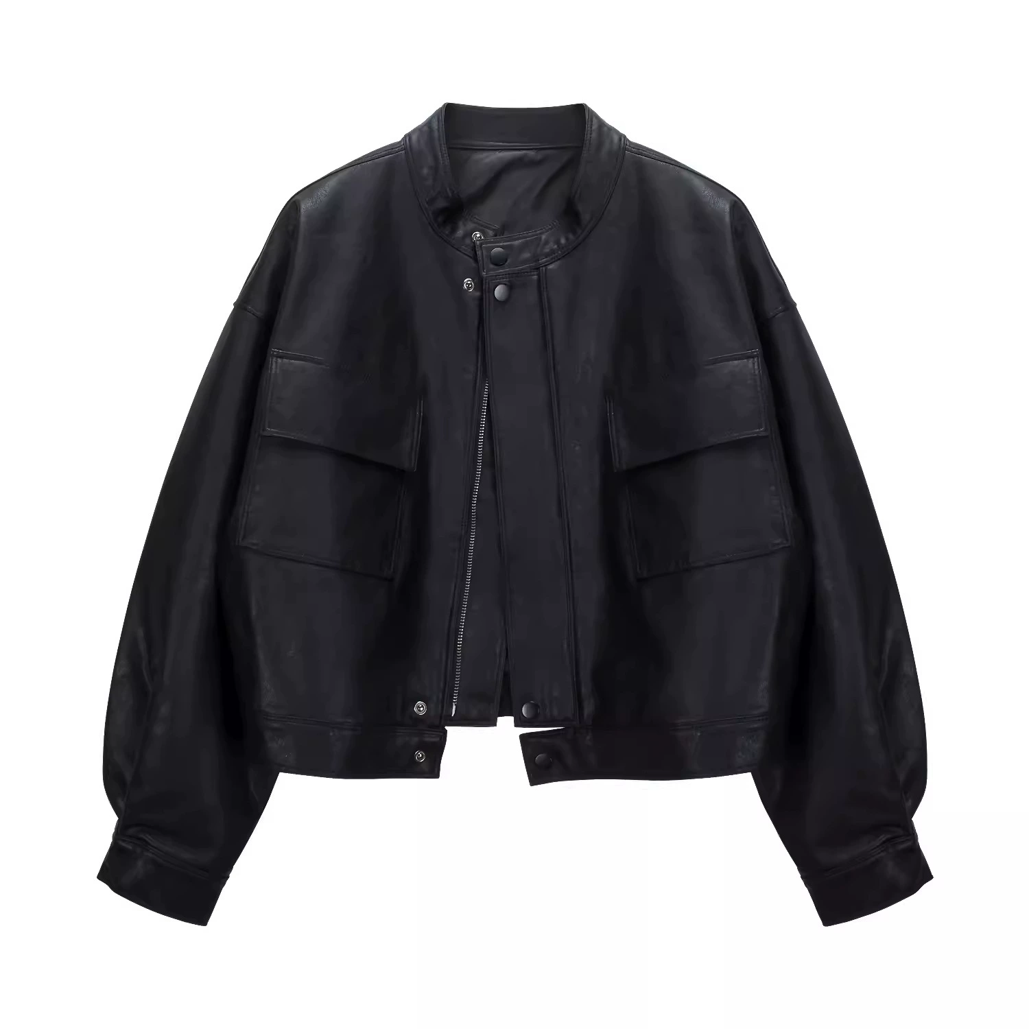 Short autumn retro polyurethane jacket, Korean style, oversize
