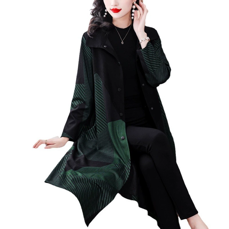 Демисезонная теплая ретро-куртка, пальто, свободный крой, большие размеры, макси-длина