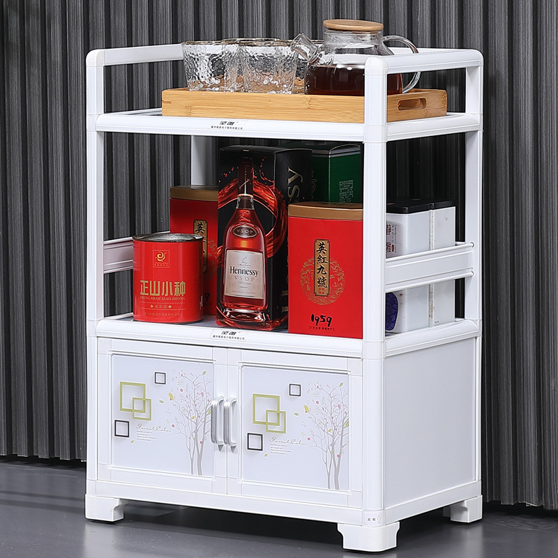 Armario de comedor armario de aleación de aluminio armario horno de microondas salón de belleza herramientas de manicura carro estante contra la pared