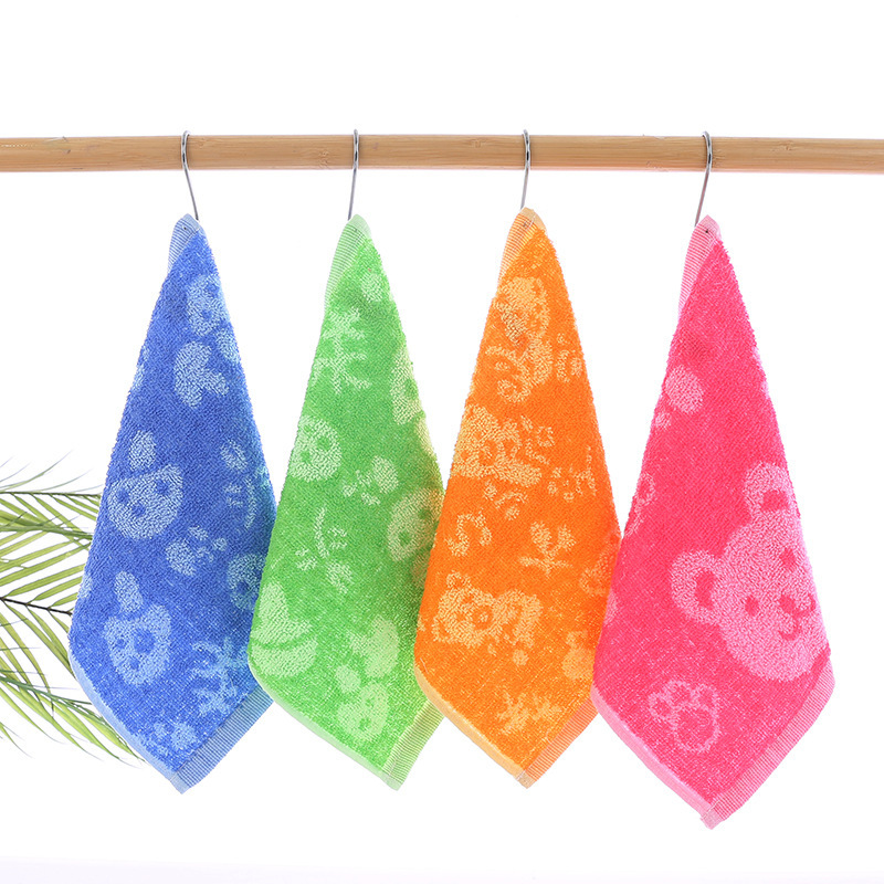 Pure Cotton Square Towel Kindergarten Handkerchief Children's Small Towel Saliva Towel Cute Cartoon Multi-Pattern Factory Direct Sales Wholesale