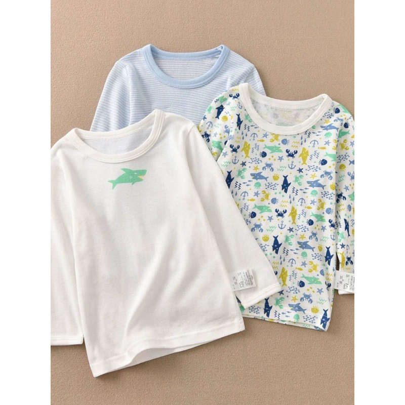 Японская футболка осенняя одежда для мальчиков детские нижние топы для дома Прямые продажи фабрики новые четыре сезона тонкая хлопковая эластичная резьба