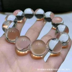 天然双A白水晶牛鼻孔手串16mm 女款透体水晶生日礼物饰品工厂批发