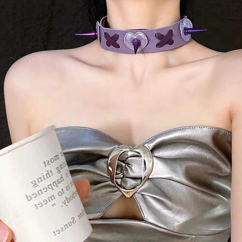 Elegant European and American Leather Butterfly Collar Necklace for Women, Metal High-End Lock Chain Necklace for Men, Star-like Personality Jewelry, Yiwu Accessory Wholesale