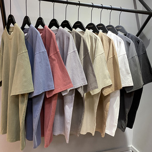 �ذ����A��250gϴˮ���fȾɫ����OVERSIZE����T��t-shirt