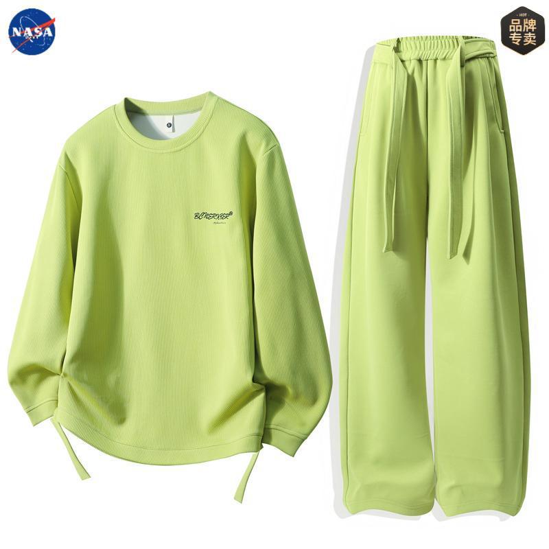NASA品牌春秋季新款长袖卫衣长裤运动休闲套装男士宽松潮流一整套|undefined