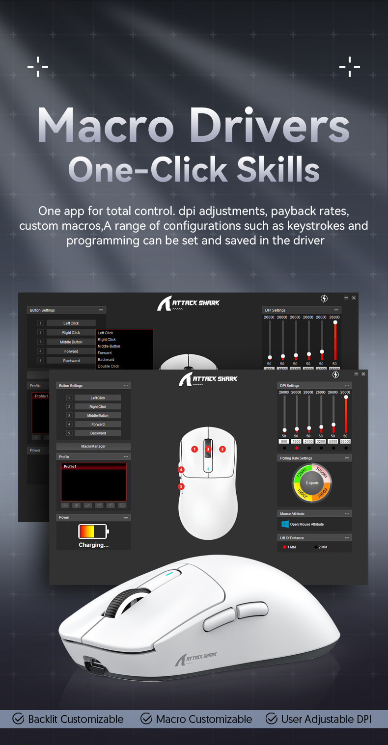 AttackShark X3 Mouse,Lightweight,PAW3395 Sensor,E-sports Game The Third Mock Examination Wireless Mouse,2.4G Wireless+Bluetooth 5.2+Type-C,26000DPI_voghion.com