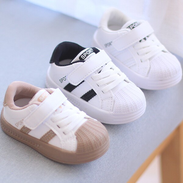 Breathable demi-season children's white sneakers for early age for…