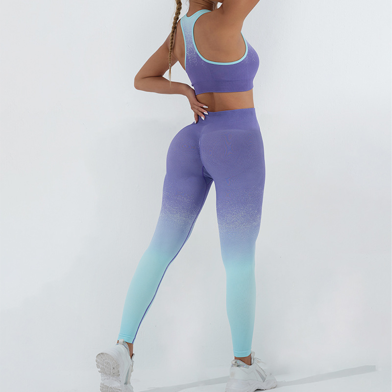 Fitness Sport Style Gradient Color Nylon Round Neck Tracksuit display picture 23
