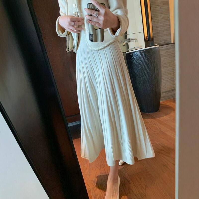 Chao value cost! Wool Blend Knit Skirt Large Umbrella Skirt