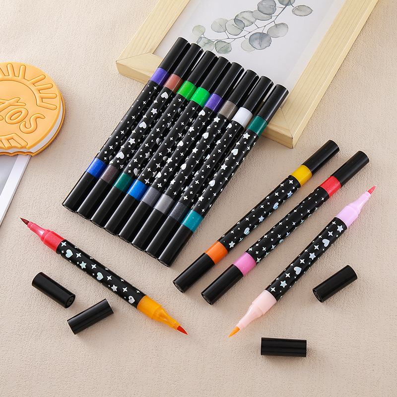 Puntero de resaltador de perla suave puntero de marcador de flash de dos colores con polvo de flujo de luz puntero de acuarela para niños y estudiantes