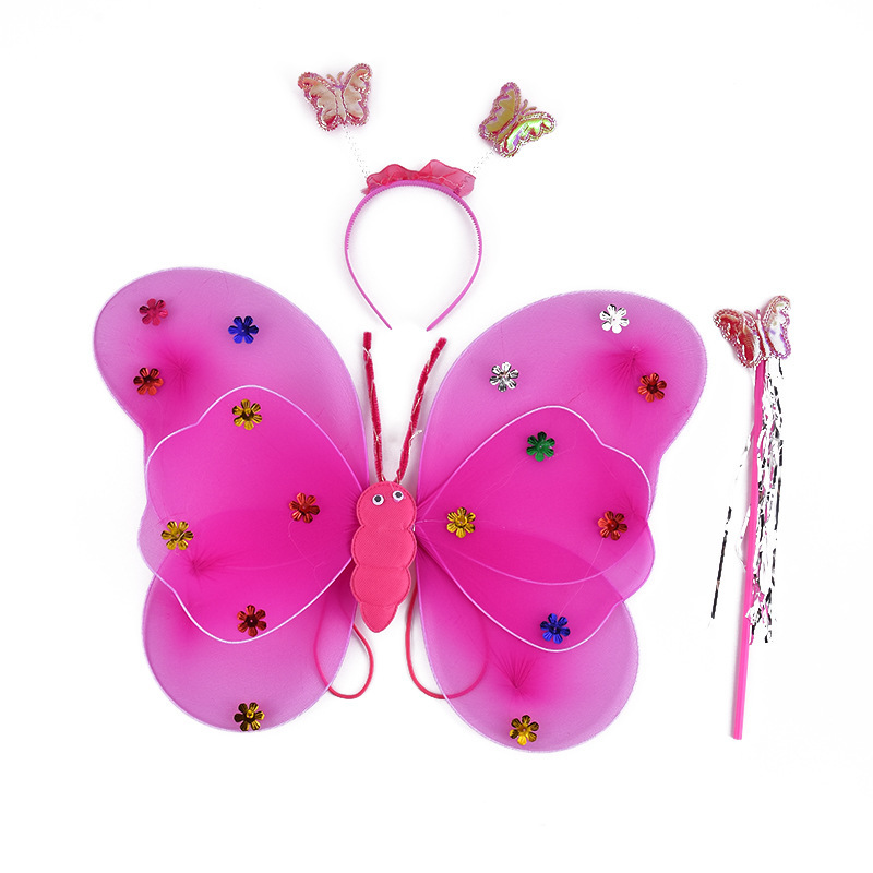 Alas de mariposa luminosas para niños apoyos de disfraces alas de Ángel luminosas 20 luces alas de mariposa conjunto de tres piezas