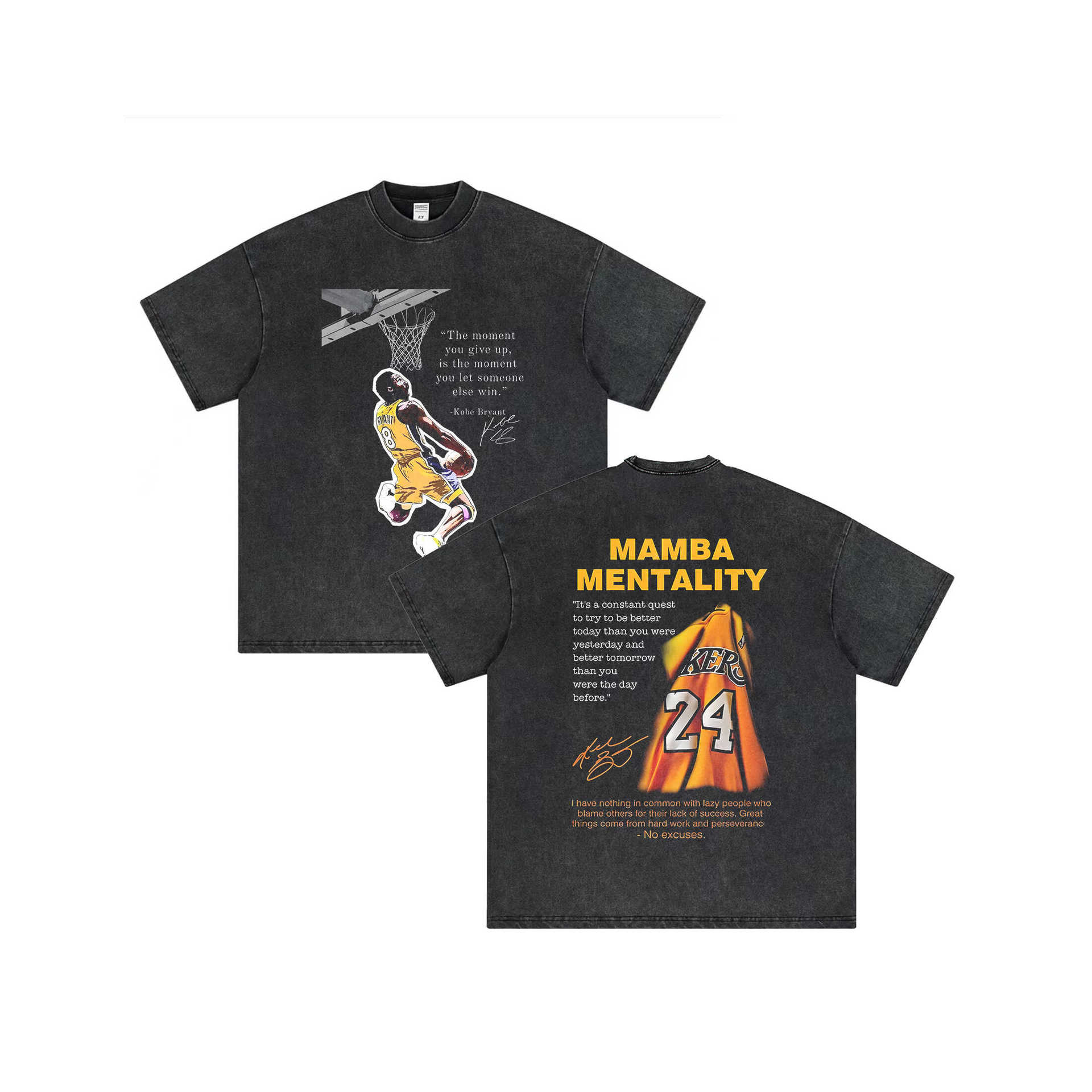 Kobe Bryant Digital Direct Jet American High Street Heavyweight Washing Made Old Vintage Tops