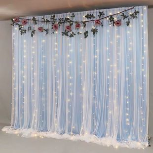 Magic Tape Internet Celebrity Style Finished Curtains Princess Style Ins Blackout Bedroom Hollow Star Floating Curtains No-Punch Installation