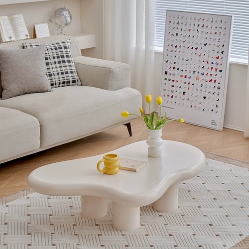 Modern small apartment special-shaped creative side table cream style living room Yunduo tea family use internet celebrity wabi-sabi style tea table