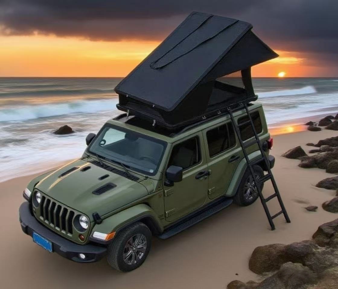 Car-Mounted Hard-Top Tent, New Trapezoidal Model, Fully Automatic Quick-Opening, Portable Aluminum Alloy, Outdoor Camping, Waterproof