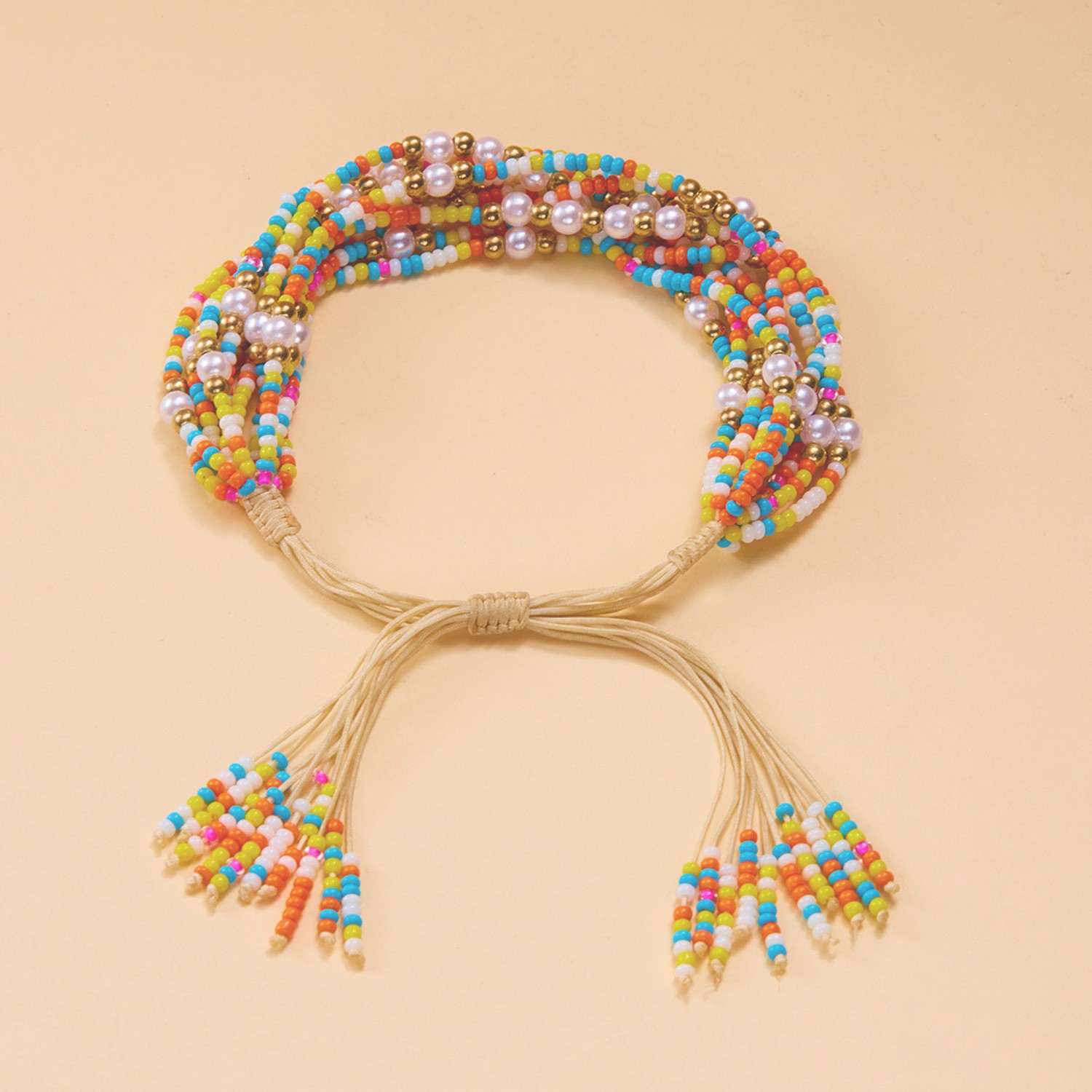 Drawstring Bracelets Classification Imitation Pearl, Seed Bead, rope Chain Material Beaded Chain Chain Type 1 Piece Quantity Retro Classic Style Geometric Imitation Pearl Seed Bead Rope Beaded Chain Stretch Adjustable Beaded Bracelets Wholesale