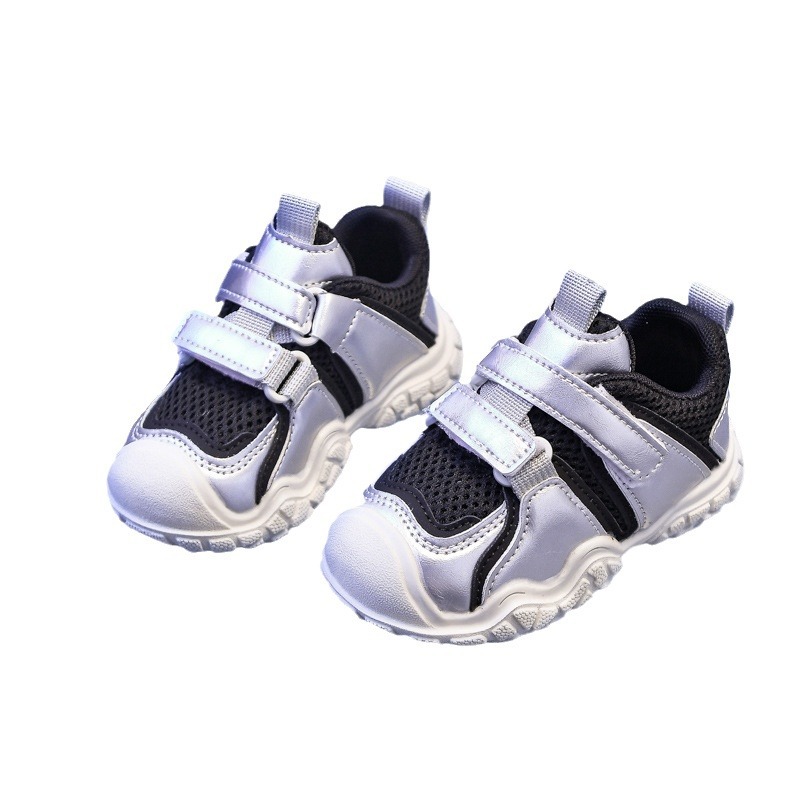 Toddler Chunky Sneakers – Breathable Mesh Dad Shoes For Boys & Girls (Black/Red, Sizes 21-30, Anti-Slip Eva Sole, Easy Hook-And-Loop Closure)_voghion.com