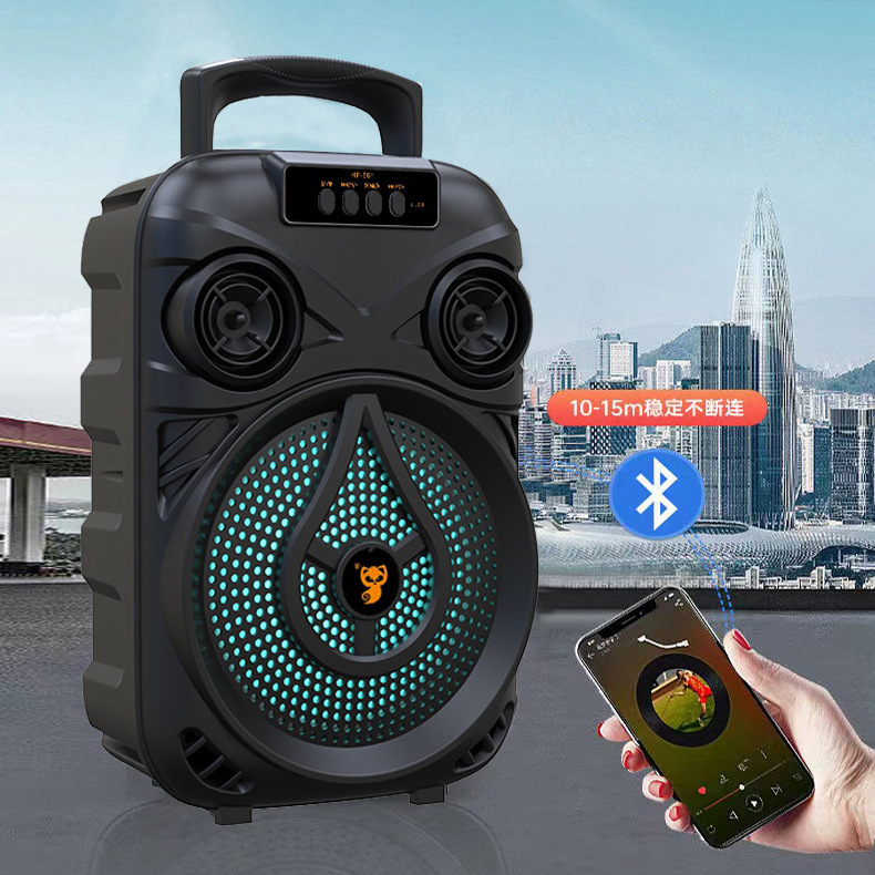 6.5inch ポータブル Bluetooth スピーカー屋外ポータブルスクエアダンスハイパワーバスサブウーファーホームマイクカラオケオーディオ|undefined