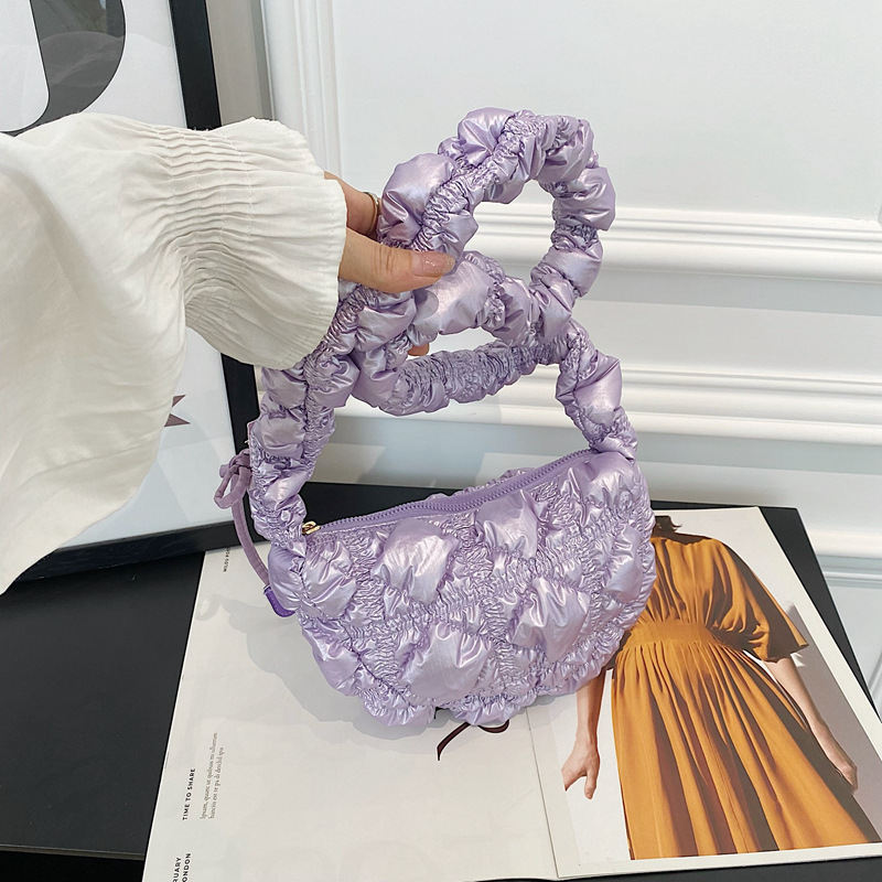 Estilo coreano nube plisado bolsa pequeña bolsa bolsas nuevo nicho de alto grado brillante cara puff dumpling hombro bolsa de las axilas para las mujeres