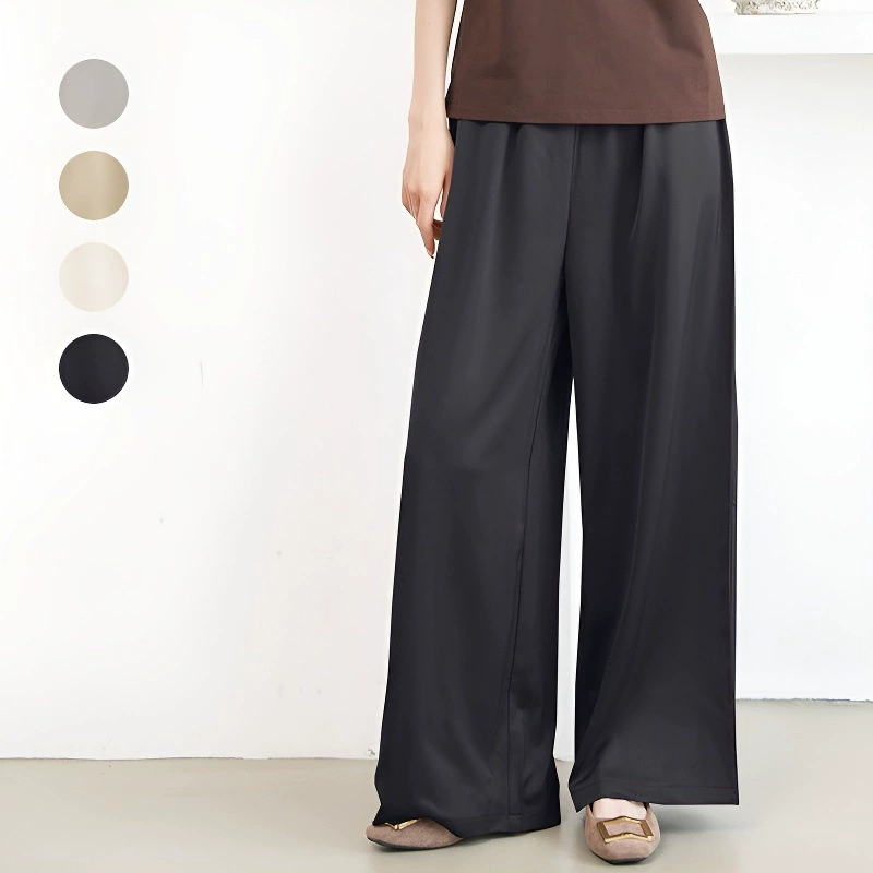В наличии летние драпированные повседневные брюки прямого кроя в японском стиле для миниатюрных женщин, однотонные универсальные гладкие повседневные длинные брюки